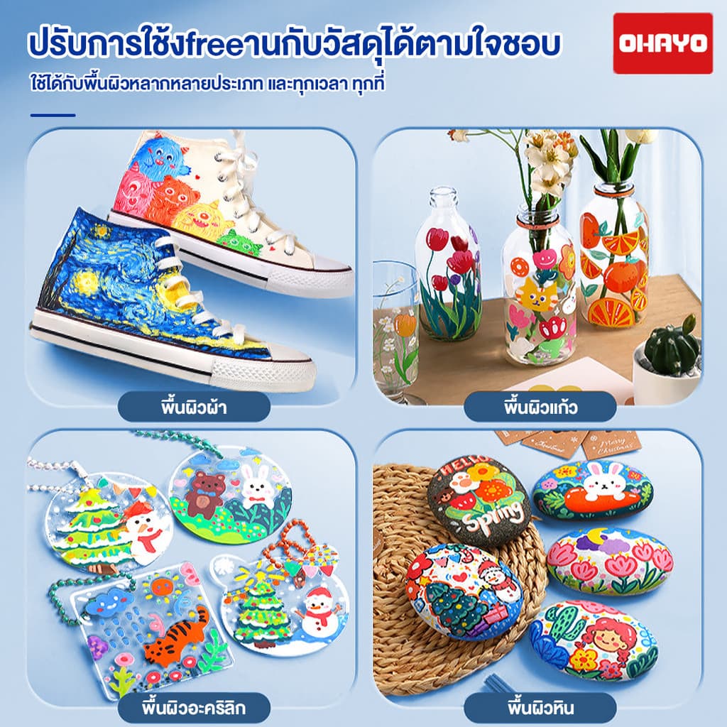 ปากกาอะคริลิค ปากกามาร์กเกอร์อะคริลิค 12/24/36/48/60/80สี สามารถเขียนบนแก้ว พลาสติก หรือโลหะได้ marker pen รูปที่ 8