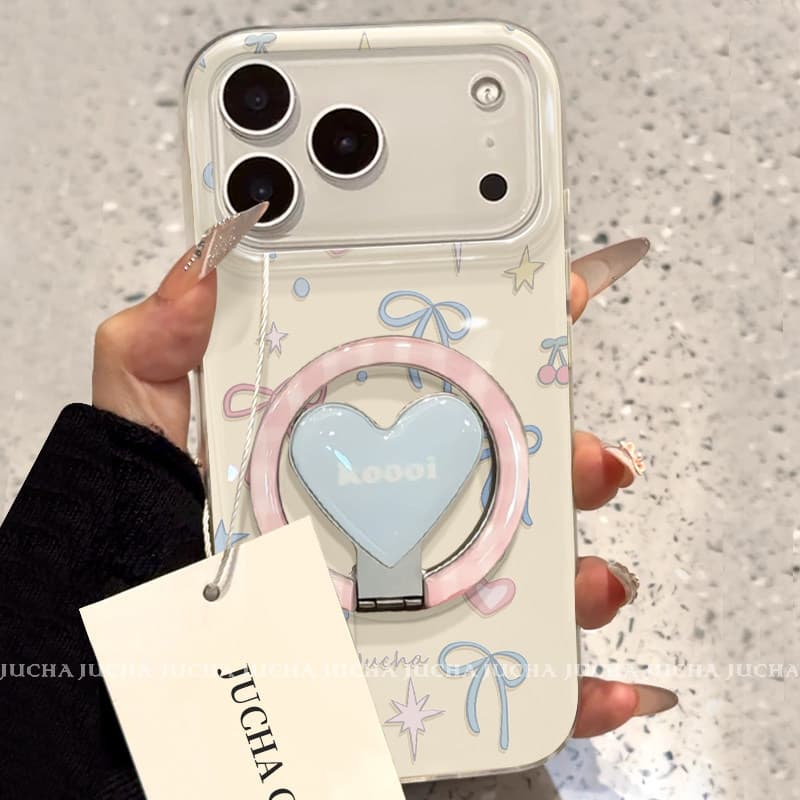 เคสแม่เหล็ก Bowknot Love Heart ขาตั้งพับ Samsung S26 S22 S23 S24 S25 ultra Girl S25FE ใหม่เคสโทรศัพท์ป้องกันกรณี S24FE รูปที่ 2