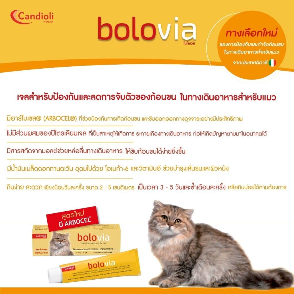 Candioli : BoloVia เจลป้องกันและกำจัดก้อนขน สำหรับแมว จากประเทศอิตาลี 50 g. รูปที่ 4
