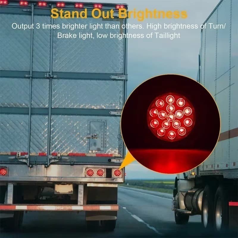 ไฟท้าย LED 16 ดวง 4 นิ้ว กันน้ำ IP67 12V-24V ไฟเบรก/ไฟเลี้ยว/ไฟถอยหลัง สำหรับรถบรรทุก รถพ่วง เทรลเลอร์ รูปที่ 2
