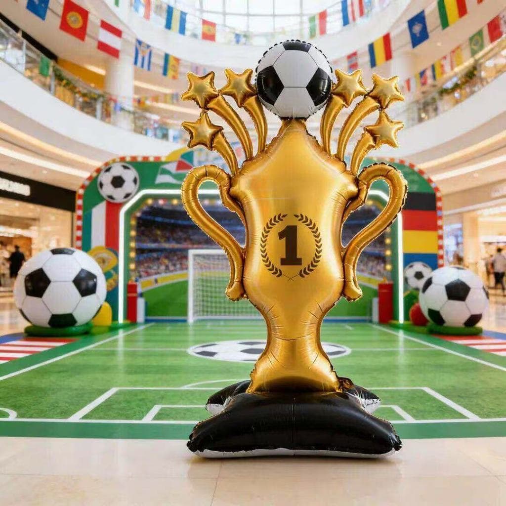 ลูกโป่งฟอยล์รูปถ้วยรางวัลฟุตบอล เหมาะสำหรับตกแต่งการแข่งขันฟุตบอลและงานเฉลิมฉลองอื่นๆ ลูกโป่งรูปทรงฟุตบอล รูปที่ 7