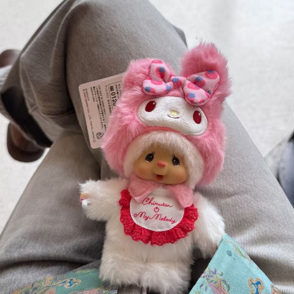 จัด 15 ซม. พวงกุญแจตุ๊กตา Monchhichi, My Melody Monchhichi, Kuromi Monchhichi สําหรับแฟน/แฟน/เด็ก รูปที่ 6