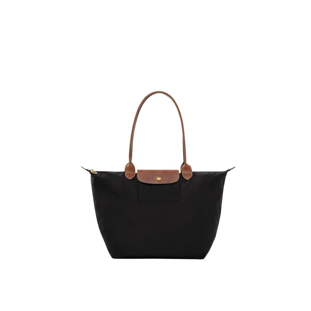 Longchamp Le Pliage Original L Tote Bag In Recycled Canvas With Gold Metal Hardware Black | ของแท้ ตรวจสอบโดย SASOM รูปที่ 2