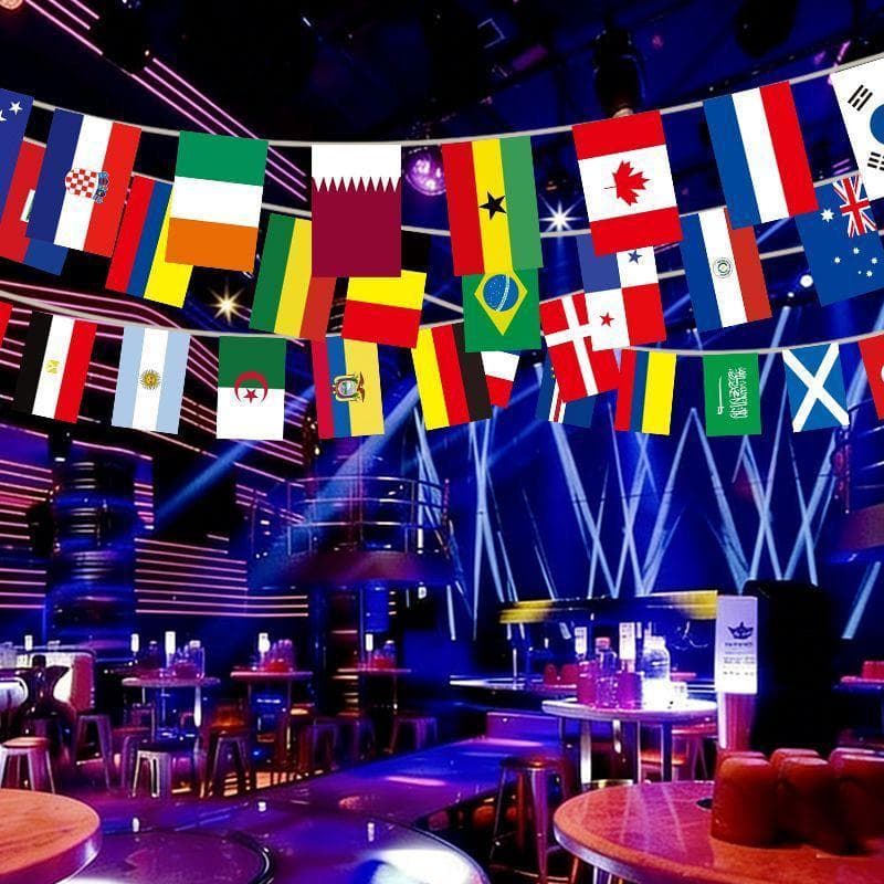 2026 ฟุตบอลโลก 48 ธงสตริงแห่งชาติที่แข็งแกร่งธีมฟุตบอลตกแต่งบาร์ร้านค้าอุปกรณ์ตกแต่งจี้จี้ รูปที่ 5