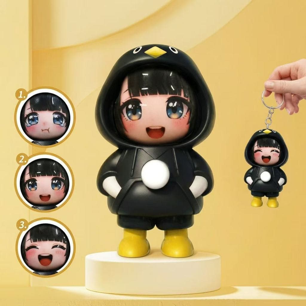 Gugu Gaga Penguin Face เปลี่ยนของเล่นตุ๊กตา Arknights: Endfield Endmin น่ารักสนุกพวงกุญแจอินเทรนด์กระเป๋าเครื่องประดับจี้ รูปที่ 3
