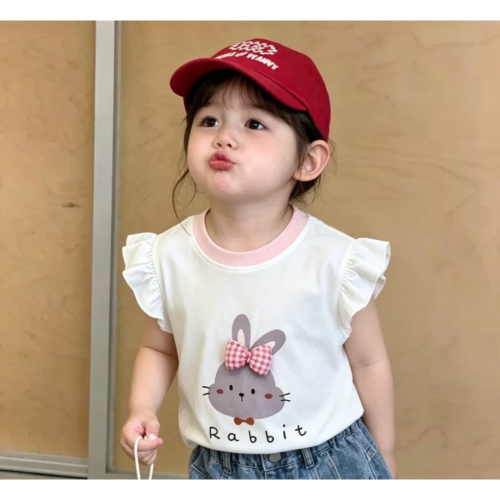 เสื้อยืดแขนสั้นเด็ก พิมพ์ลายกระต่าย ติดโบว์ น่ารักๆ สไตล์ฤดูร้อน เหมาะสำหรับเด็กผู้หญิง รูปที่ 3