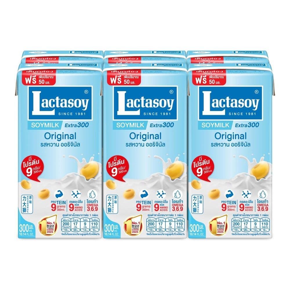 แลคตาซอยนมถั่วเหลืองรสหวาน300มล แพ็ค 6 LACTASOY SOYMILK EXTRA 300 ML. PACK 6 รูปที่ 1