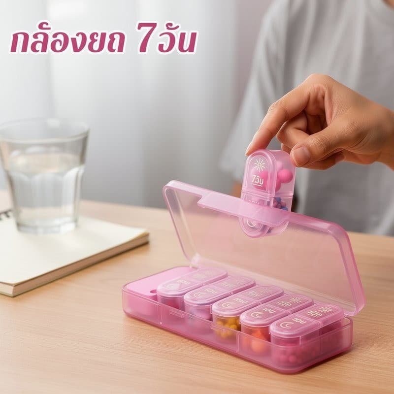 กล่องยา 7วัน 2ช่องต่อวัน กล่องใส่ยา พกพา กันชื้น กันฝุ่น ปิดสนิท จัดยา รายสัปดาห์ เดินทาง รูปที่ 2