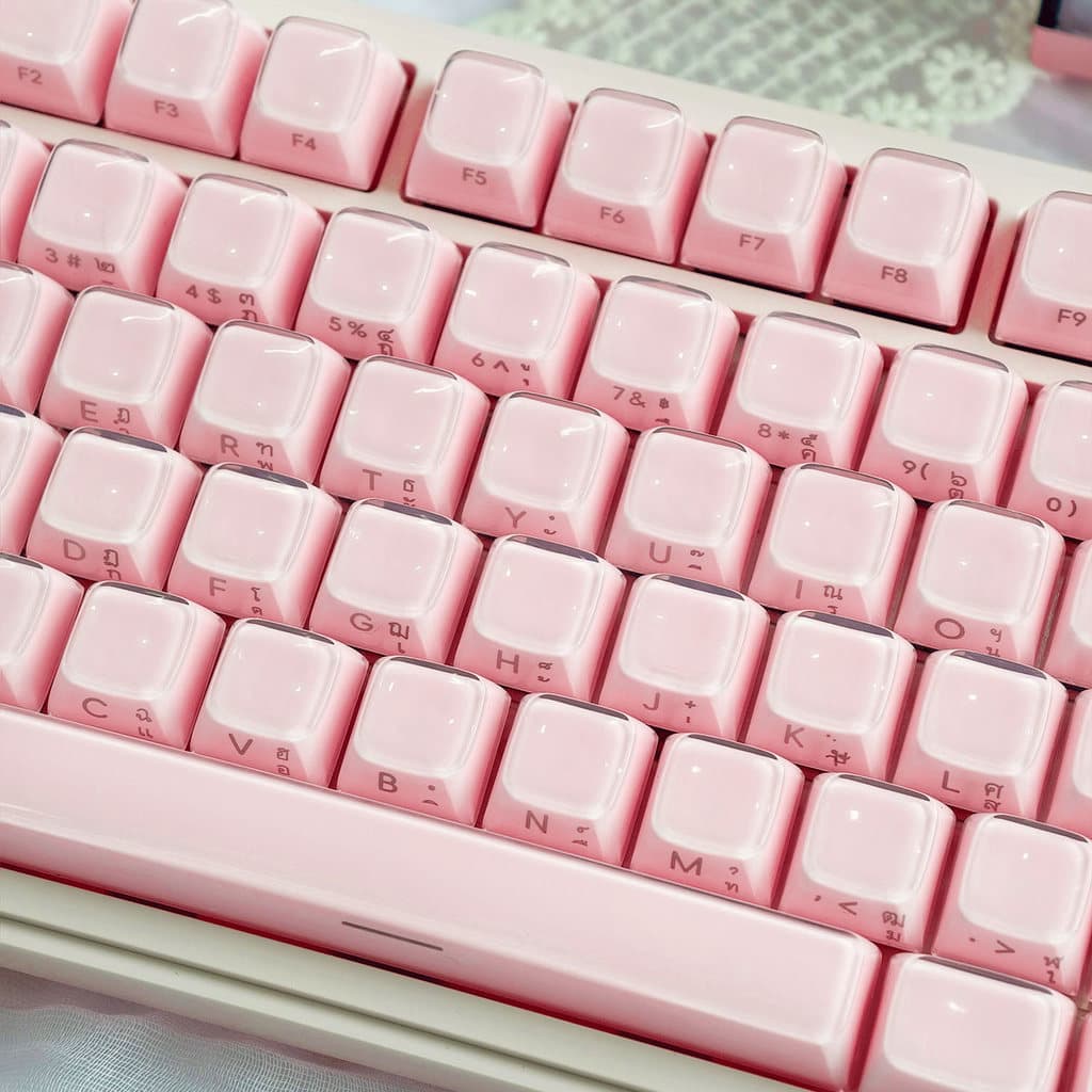 MAIMOOO Jelly Thai Keycap คํา SA โปรไฟล์ 132 คีย์ PC PBT Double Shot พุดดิ้งไทย Keycap สีชมพูสีขาว Jello คริสตัล Keycap รูปที่ 5