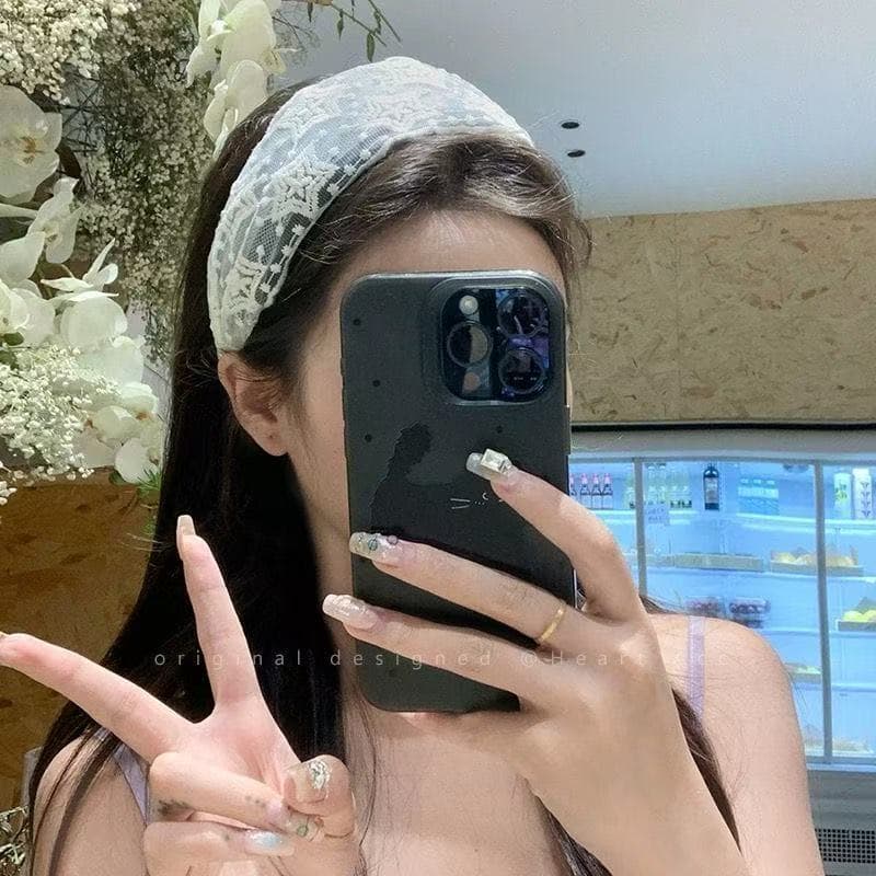 ที่คาดผมลูกไม้ ระบายตาข่าย ขอบกว้าง สไตล์ฝรั่งเศสวินเทจ ลุคคุณหนู เครื่องประดับผมผู้หญิง รูปที่ 6