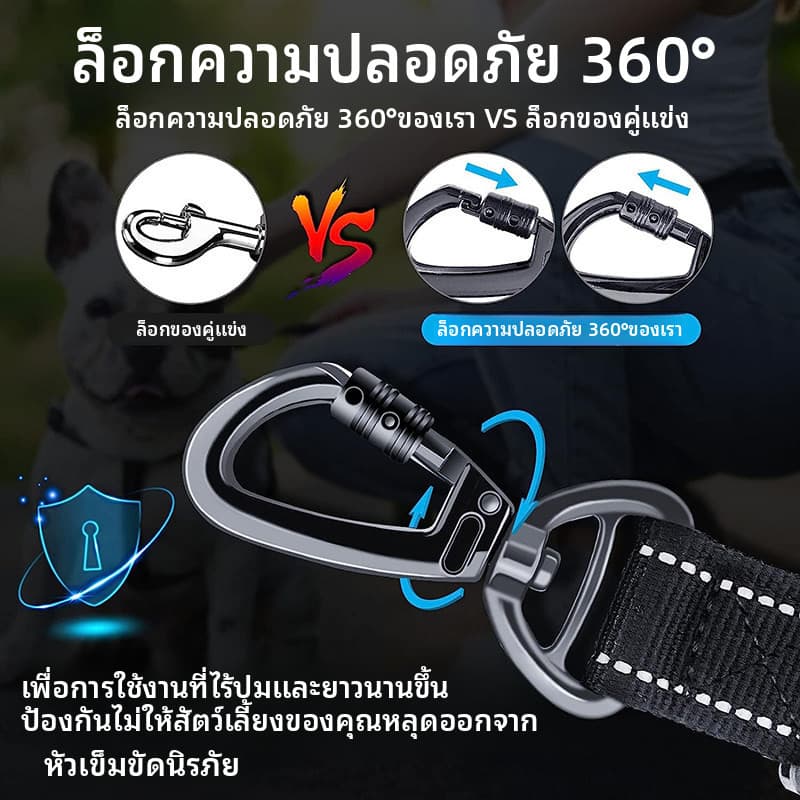 อุปกรณ์สัตว์เลี้ยง สายจูงสุนัข สายจูงยืดหยุ่นสูง ป้องกันการระเบิด สำหรับสุนัขขนาดกลางและขนาดใหญ่ มีแบบสั้นและยาว สายจูงเดินสุนัข รูปที่ 3