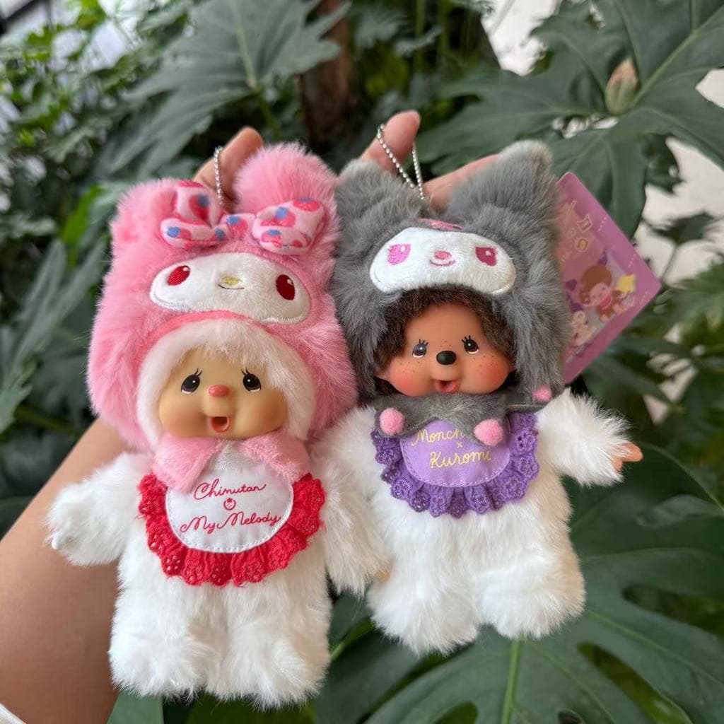 จัด 15 ซม. พวงกุญแจตุ๊กตา Monchhichi, My Melody Monchhichi, Kuromi Monchhichi สําหรับแฟน/แฟน/เด็ก รูปที่ 3