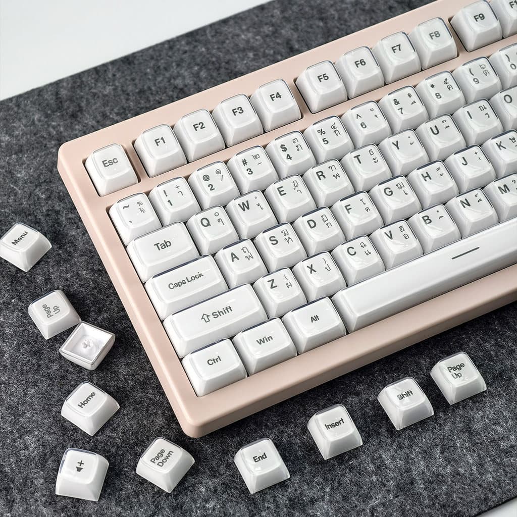MAIMOOO Jelly Thai Keycap คํา SA โปรไฟล์ 132 คีย์ PC PBT Double Shot พุดดิ้งไทย Keycap สีชมพูสีขาว Jello คริสตัล Keycap รูปที่ 8