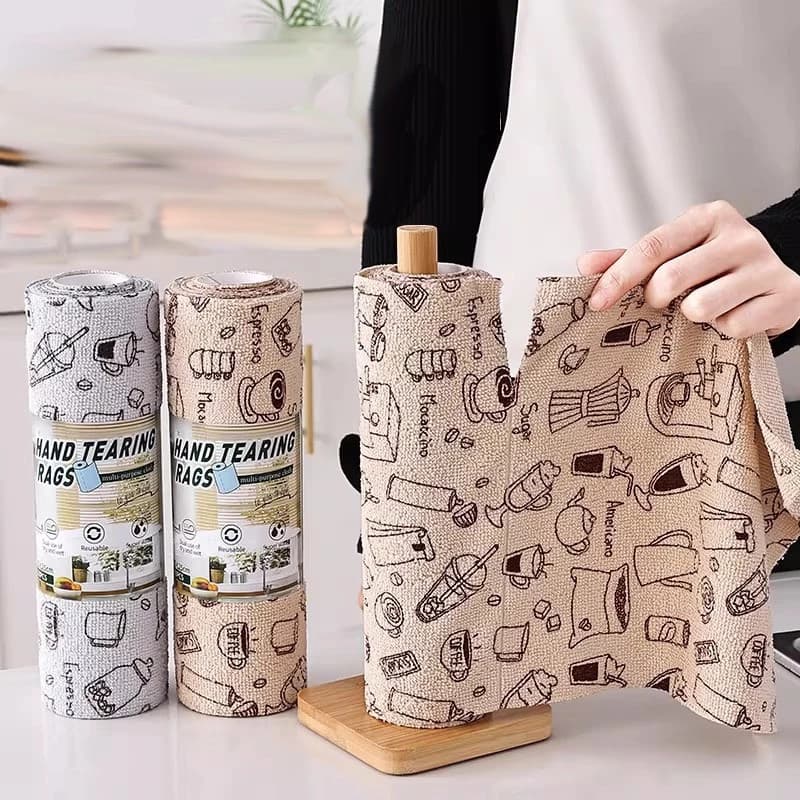 ผ้าไมโครไฟเบอร์ แบบม้วน ฉีกได้ 25x25cm ผ้าทำความสะอาดแบบม้วน เช็ดครัวเช็ดบ้าน อเนกประสงค์ รูปที่ 4