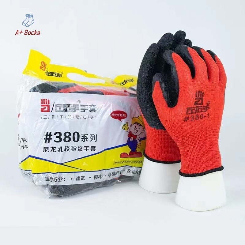 หนาทนต่อการใช้งาน ถุงมือทํางาน ถุงมือเคลือบยางอย่างดี 380 ถุงมือยาง สีที่ส่งมาจะเป็นแบบสุ่ม รูปที่ 3