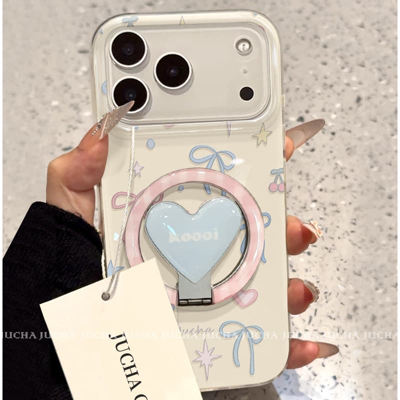 เคสแม่เหล็ก Bowknot Love Heart ขาตั้งพับ Samsung S26 S22 S23 S24 S25 ultra Girl S25FE ใหม่เคสโทรศัพท์ป้องกันกรณี S24FE รูปที่ 6