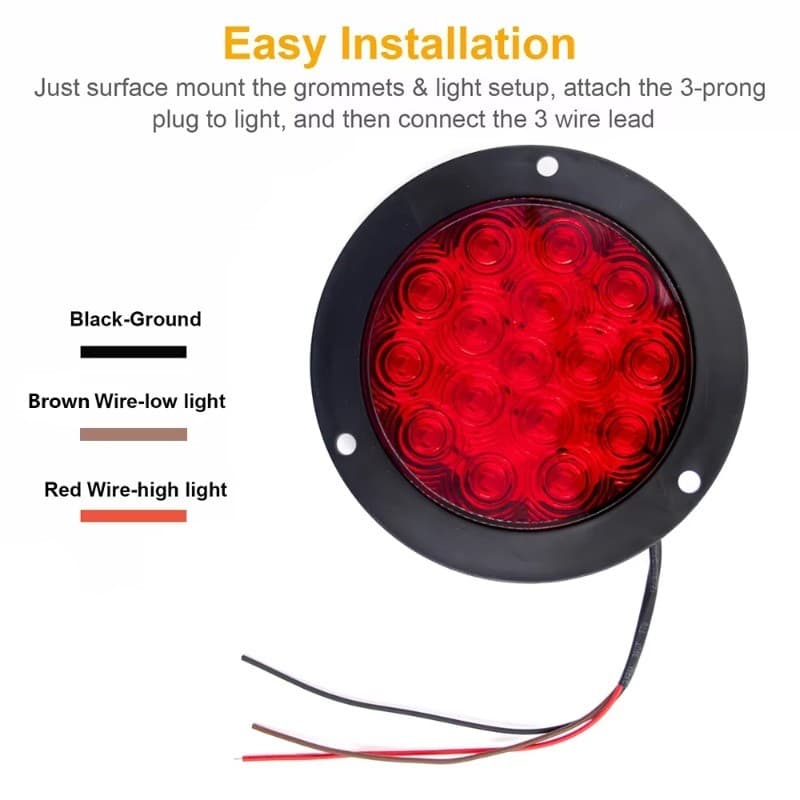 ไฟท้าย LED 16 ดวง 4 นิ้ว กันน้ำ IP67 12V-24V ไฟเบรก/ไฟเลี้ยว/ไฟถอยหลัง สำหรับรถบรรทุก รถพ่วง เทรลเลอร์ รูปที่ 5