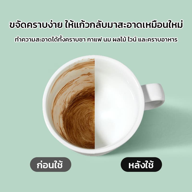 MAYNOS เม็ดฟู่ทำความสะอาด ขจัดคราบชา กาแฟ และคราบตะกรัน สูตรออกซิเจนแอคทีฟ ไม่ต้องขัด 15 เม็ด/กล่อง รูปที่ 4