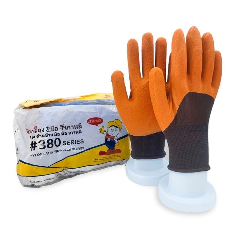ยกโหล12คู่ ถุงมือผ้าเคลือบยางหนาถุงมือเกาหลี ถุงมือ380 อย่างดีพร้อมจัดส่ง รับประกันสินค้า ของแท้ รูปที่ 6