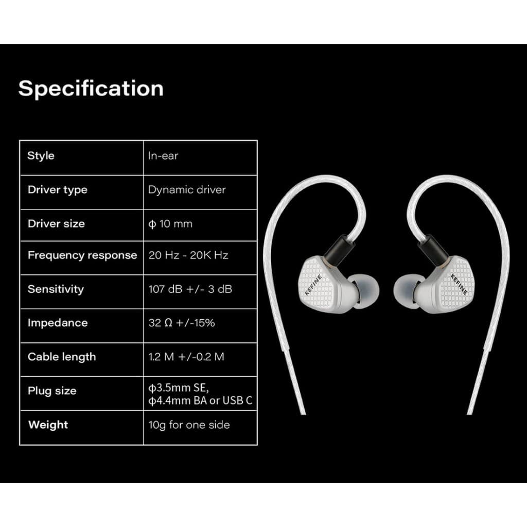 KEFINE Klean SV 3.5 หูฟัง IEMs ไดรเวอร์ไดนามิก 10mm ไดอะแฟรม DLC รูปที่ 9