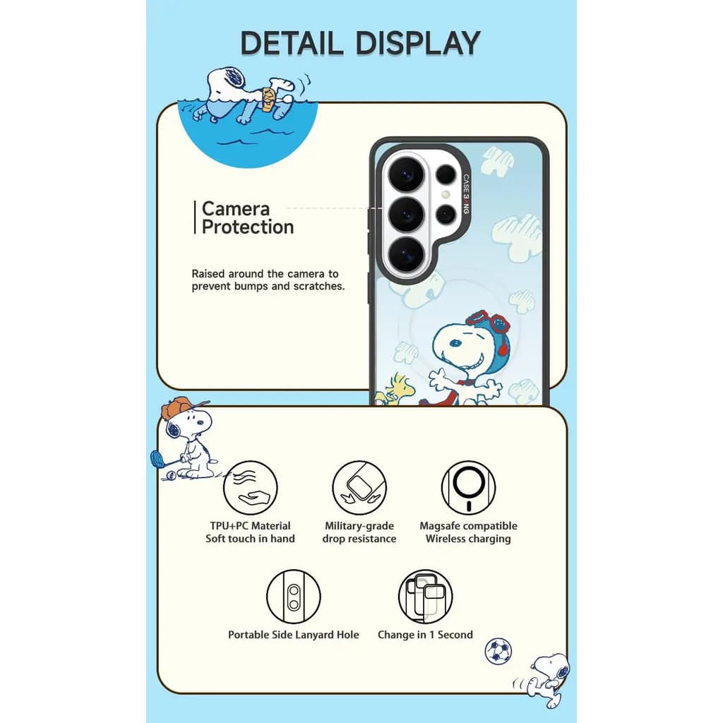 CASEBANG Snoopy 2.0 Series เคสแม่เหล็ก ImagiSnap เข้ากันได้กับ Samsung S26U/S26+/S26/S25U/S24U/S24+/S24 ด้านหลังแบบถอดเปลี่ยนได้, การป้องกันการตกกระแทกทหาร รูปที่ 9