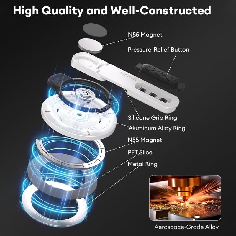 ที่วางโทรศัพท์แม่เหล็กสองด้าน แม่เหล็กแรงสูง Magnetic holderหมุน360° พับได้ พร้อมที่วางแหวนนิ้ว บางเฉียบ ที่ยึดแม่เหล็ก รูปที่ 8