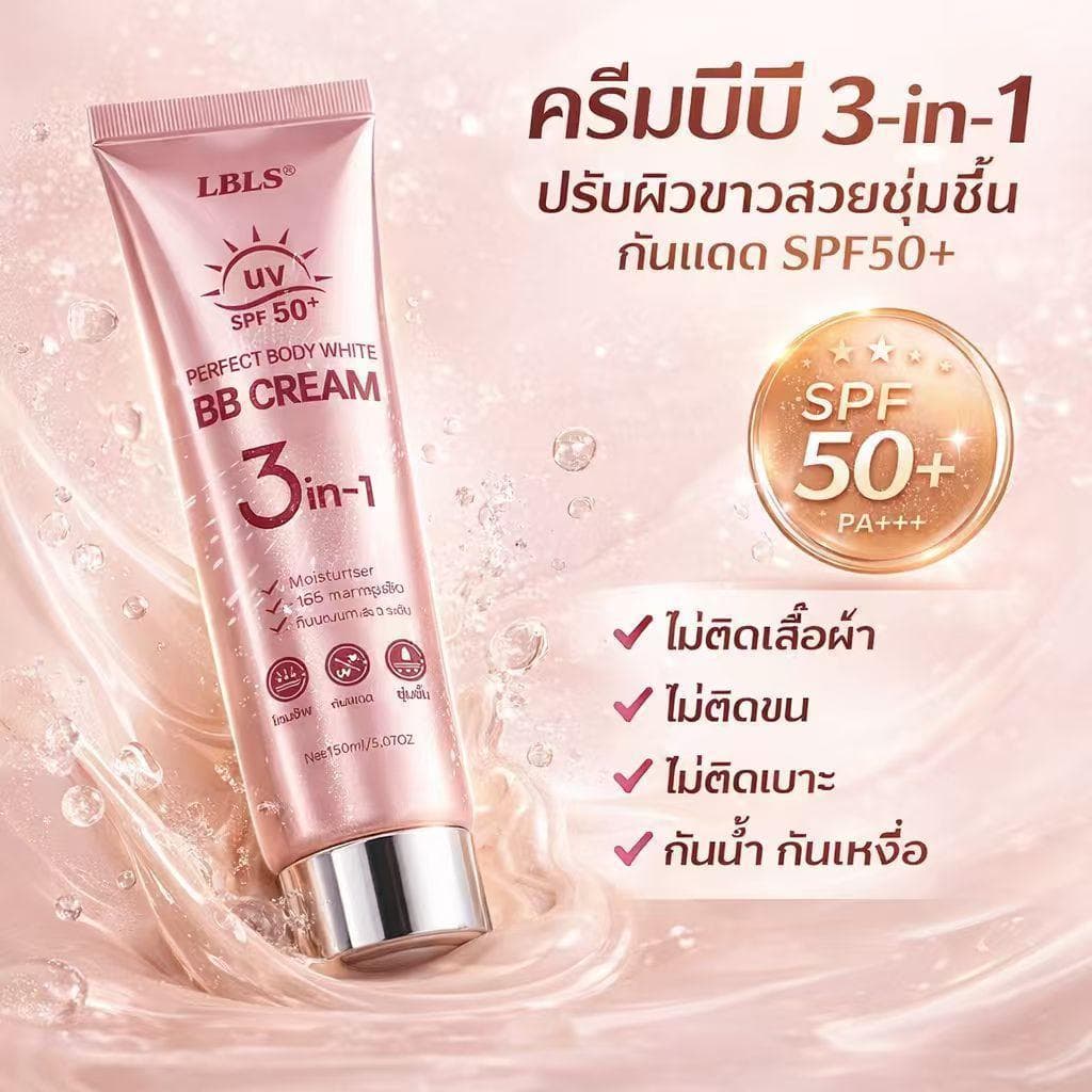 ซื้อ 1แถม1LBLS BB Cream บีบีครีมผิวกาย 3IN1 SPF50 PA+++ ปรับผิวใส กันน้ำ กันเหงื่อ ใช้ได้ทั้งหน้าและตัว 150ml รูปที่ 8