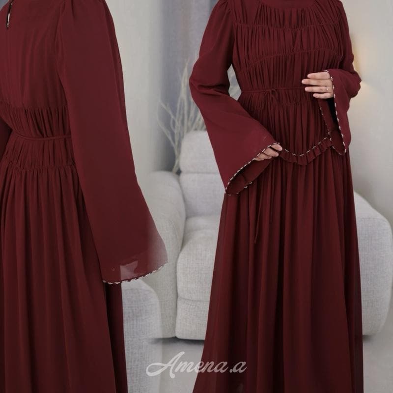 Lady Belle ชุดเดรสยาวปักคริสตัลขอบเอวและปลายแขน สไตล์คุณหนู เรียบหรูดูแพง ชุดออกงานอิสลาม ชุดรายอ รูปที่ 8