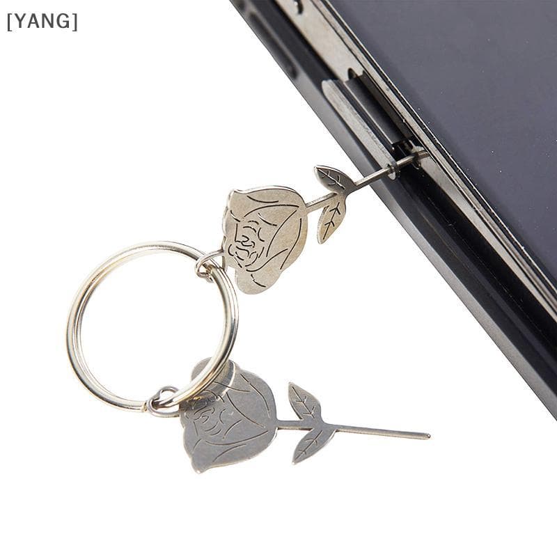 2 ชิ้น/เซ็ต Rose Shape เข็มสแตนเลสสําหรับสมาร์ทโฟนซิมการ์ดถาดกําจัด Eject Pin Key เครื่องมือ Universal Thimble รูปที่ 1