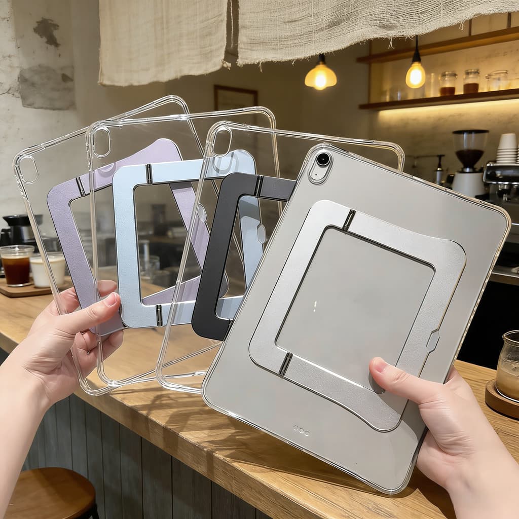 เคสใส iPad พร้อมขาตั้งโลหะซ่อนในตัว บางเบา กันกระแทก ปรับได้หลายมุม รองรับวาดรูป ดูหนัง ทำงาน mini6/7/8 Gen10/11 Air7/8 รูปที่ 2