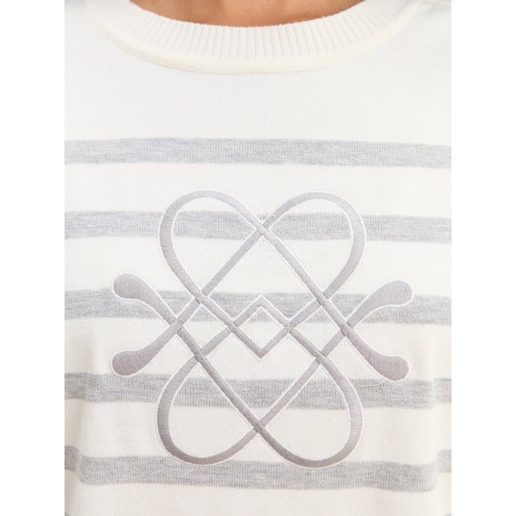 เสื้อไหมพรมลายทางติดกระดุมที่ไหล่ / Striped Button Shoulder Knit Top รูปที่ 4
