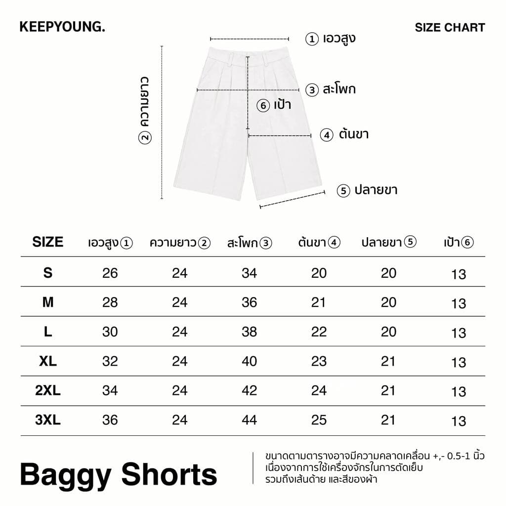 KEEPYOUNG กางเกงขาสั้น 24 นิ้ว เอวสูง 2 จีบหน้า เก็บทรงสวย ผ้าหนา รุ่น BAGGY SHORTS รูปที่ 7