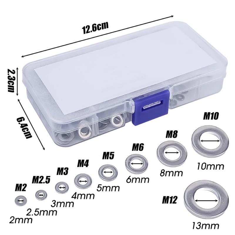ชุดกล่อง แหวนอีแปะ 360 ตัว M2 M2.5 M3 M4 M5 M6 M8 M10 สแตนเลส Washer 360pcs Box set รูปที่ 8