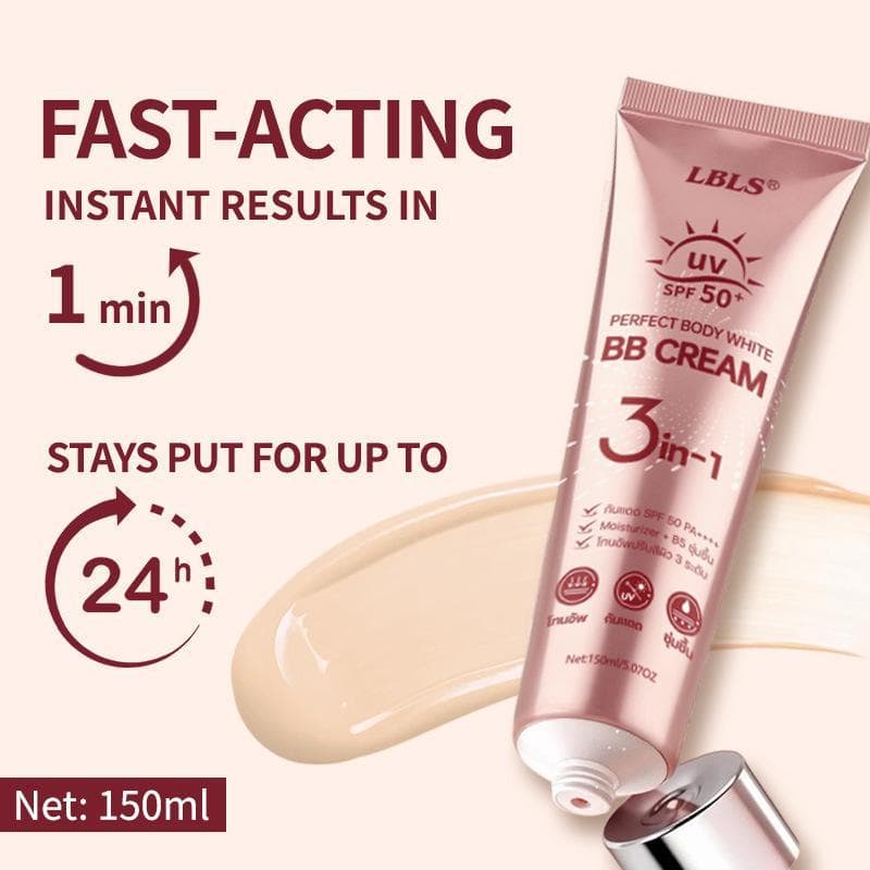ซื้อ 1แถม1LBLS BB Cream บีบีครีมผิวกาย 3IN1 SPF50 PA+++ ปรับผิวใส กันน้ำ กันเหงื่อ ใช้ได้ทั้งหน้าและตัว 150ml รูปที่ 5