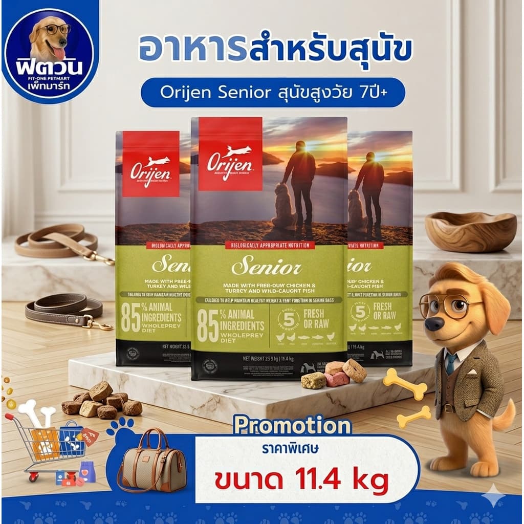 Orijen Senior อาหารสำหรับสุนัขสูงวัย 7+ ขนาด 11.40 KG.{อาหารสุนัขเม็ด} รูปที่ 1