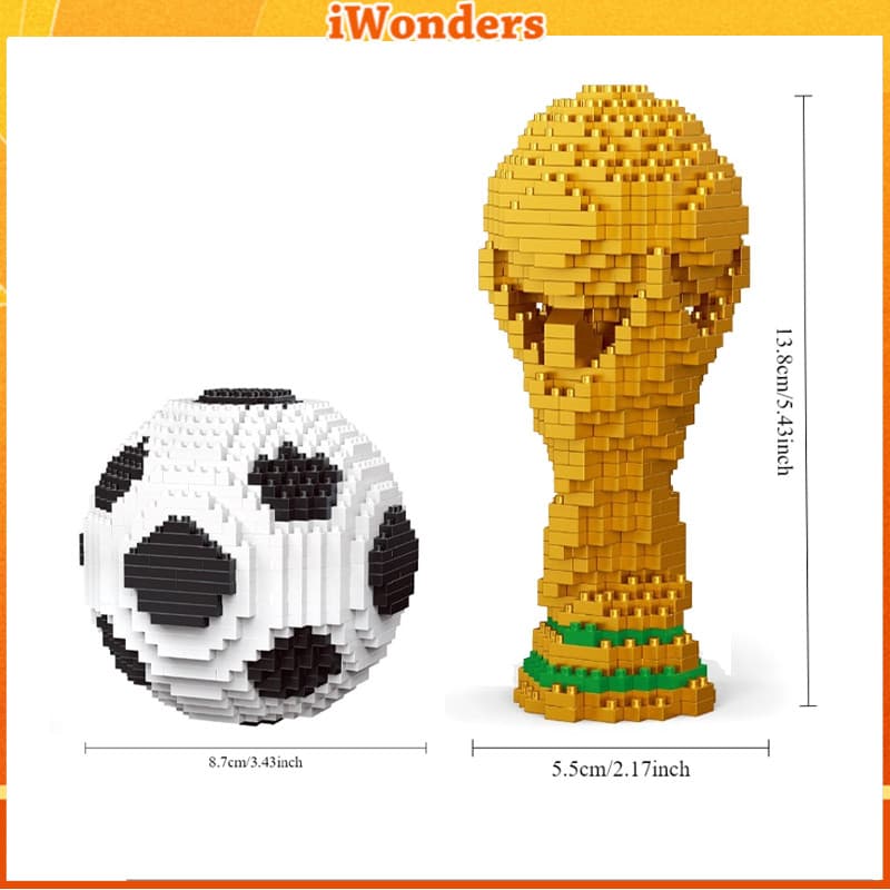 FIFA,Trophy,บล็อกตัวต่อฟุตบอล,ถ้วยโลก,บูตทอง,เครื่องประดับ,ของขวัญของเล่นสําหรับเด็ก รูปที่ 1