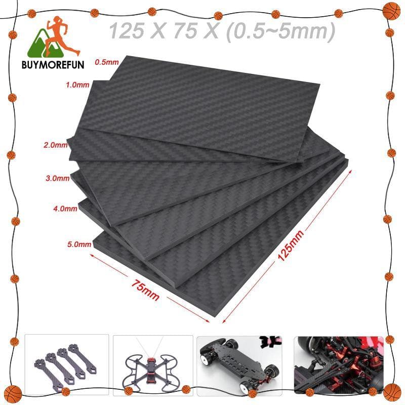 X 75 มม.3k แผงแผ่นคาร์บอนไฟเบอร์ 0.5/1/2/3 มม. แผ่นสําหรับ RC FPV รูปที่ 3