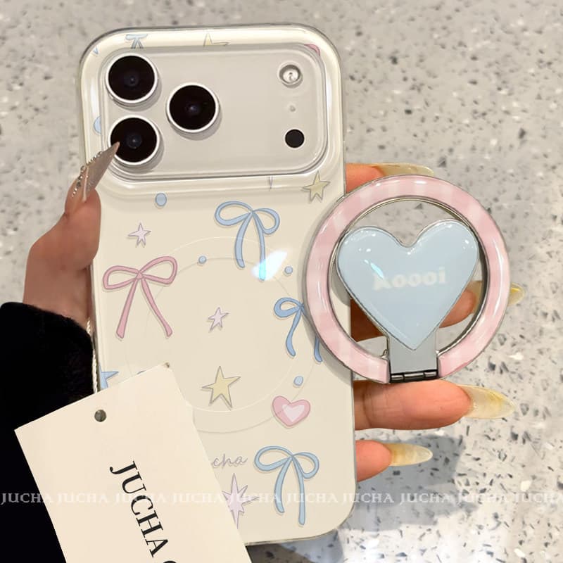 เคสแม่เหล็ก Bowknot Love Heart ขาตั้งพับ Samsung S26 S22 S23 S24 S25 ultra Girl S25FE ใหม่เคสโทรศัพท์ป้องกันกรณี S24FE รูปที่ 1