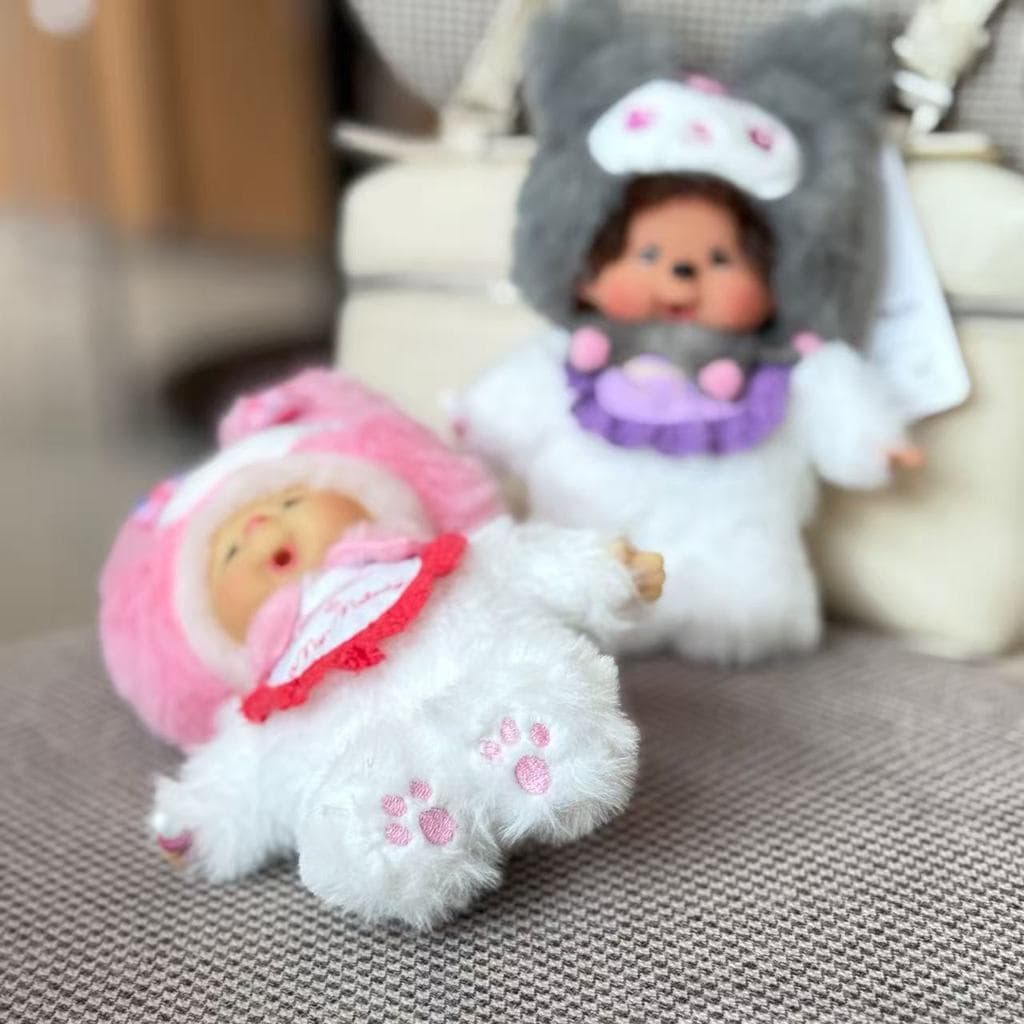 จัด 15 ซม. พวงกุญแจตุ๊กตา Monchhichi, My Melody Monchhichi, Kuromi Monchhichi สําหรับแฟน/แฟน/เด็ก รูปที่ 5
