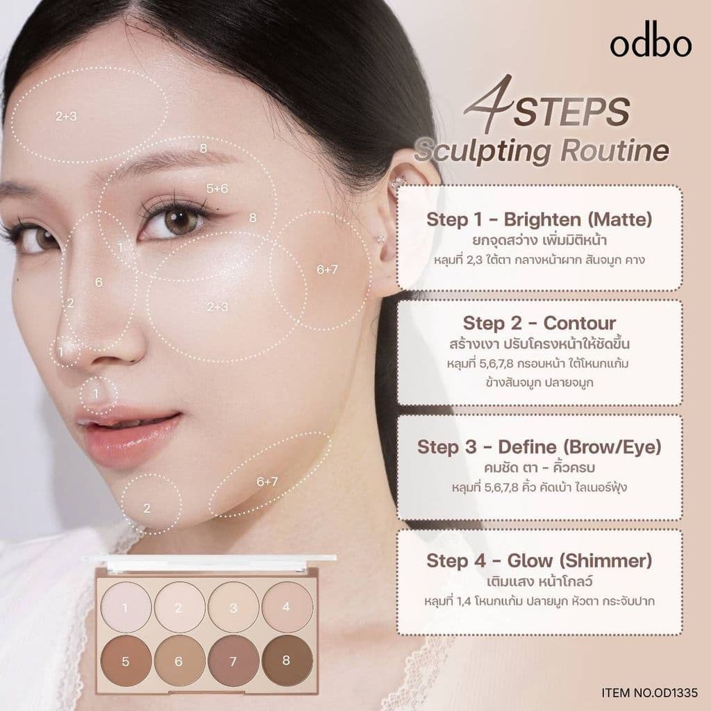 ของแท้·ส่งด่วน·ถูกOdbo Contour&Highlight Sculping Palette #OD1335 โอดีบีโอ คอนทัวร์ แอนด์ ไฮไลต์ สกัลป์ติง x 1 dayse รูปที่ 5