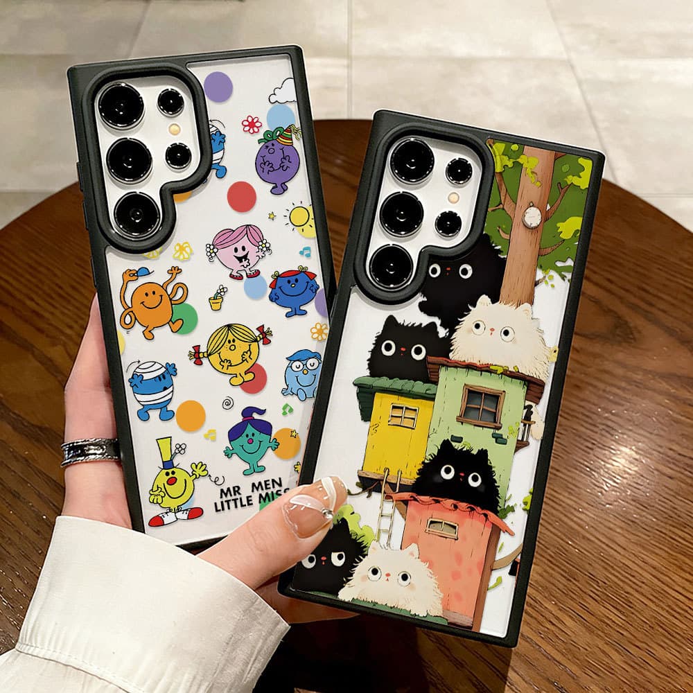 แมวน่ารัก เคส For Samsung A57 A17 A06 A07 A16 A05 A05S A36 A55 A54 A15 A56 A35 A34 A25 S26 S24 อะคริลิกฝ้า เคสโทรศัพท์ รูปที่ 1