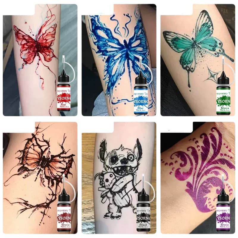 DZB HOME ชุดหมึกสัก Tattoo ชั่วคราว กันน้ำ ติดทนนาน 7-15 วัน มีให้เลือกหลายสี สวยง่ายไม่ต้องเจ็บตัว รูปที่ 4