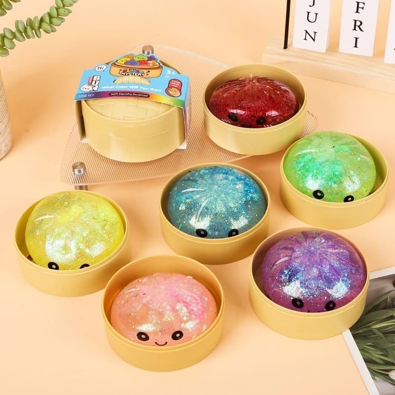 Glitter Dumpling Squishies ของเล่น Bun Baozi Dumpling Mystery กล่องที่มีสีสันอาหาร Squishy Sensory Fidget ของเล่น Anti Stress Squeeze ลูก รูปที่ 4