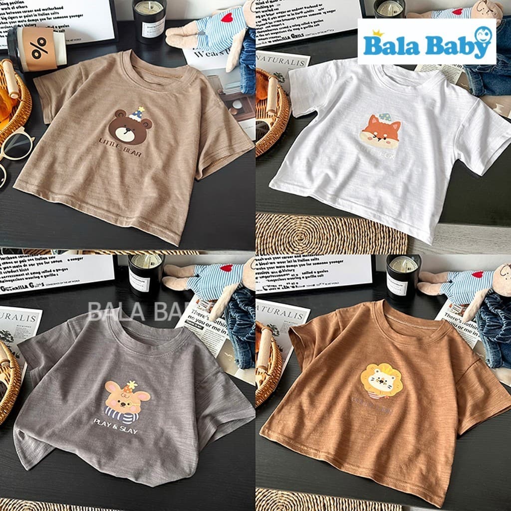 เสื้อยืดเด็กลายการ์ตูนน่ารัก ผ้าคอตตอน ใส่สบาย สไตล์มินิมอล DXT100