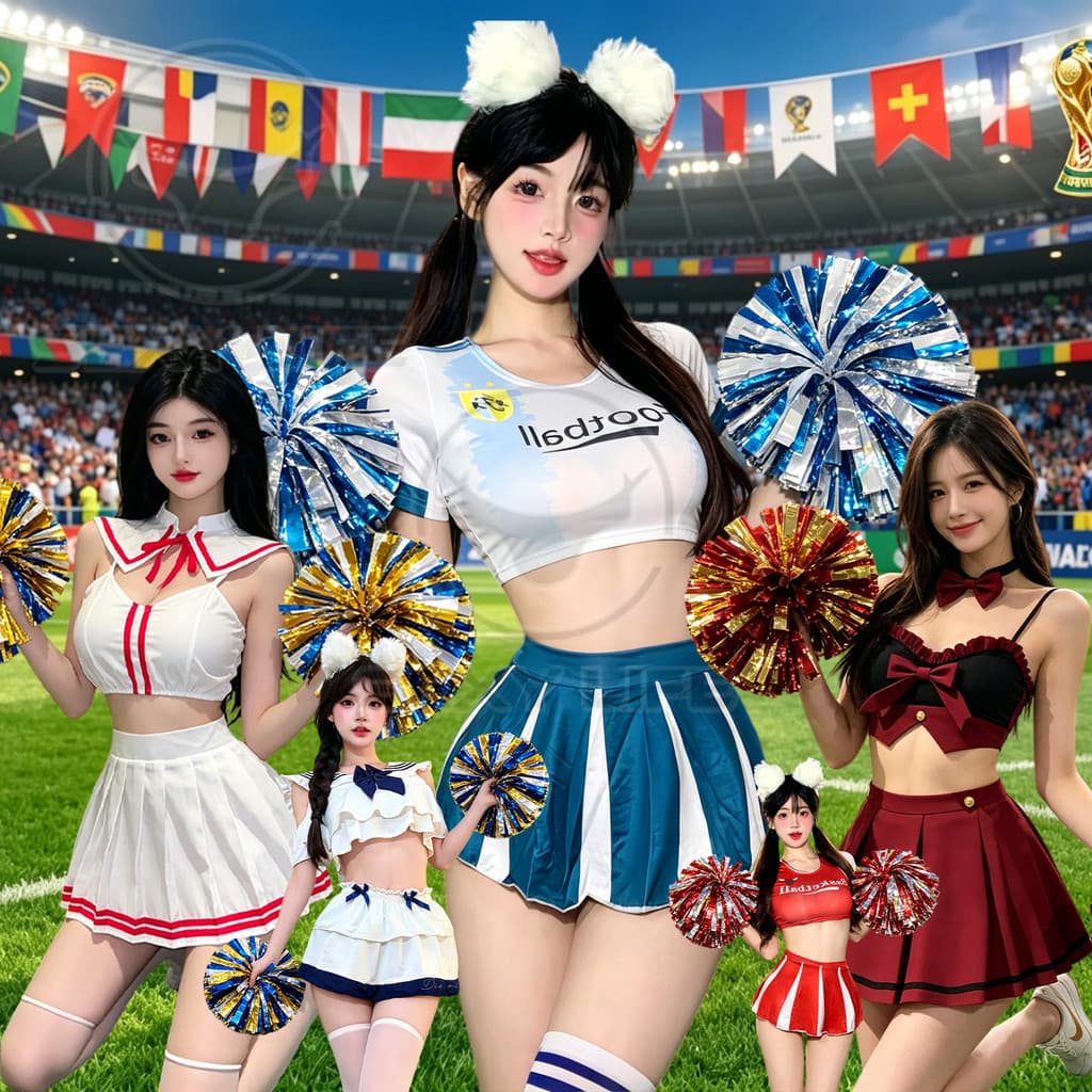 สวมบทบาท สาวเชียร์ลีดเดอร์ฟุตบอลโลก กระโปรงสั้นน่ารักและเซ็กซี่ หลากหลายสไตล์ ชุดนักเรียน JK ยั่วยวนสามีของเธอ รูปที่ 1