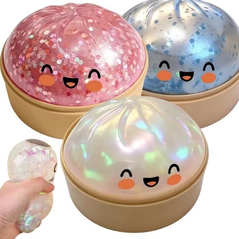 Glitter Dumpling Squishies ของเล่น Bun Baozi Dumpling Mystery กล่องที่มีสีสันอาหาร Squishy Sensory Fidget ของเล่น Anti Stress Squeeze ลูก รูปที่ 2
