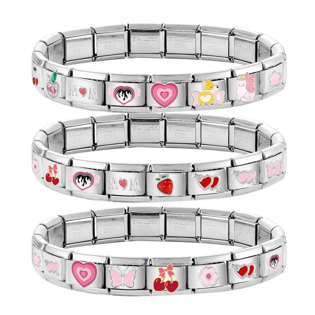 ไอซีบี สีชมพูเชอร์รี่ร้อนอิตาลีเสน่ห์สร้อยข้อมือพอดี9มิลลิเมตรสร้อยข้อมือสแตนเลส ทําเอง เครื่องประดับทําอุปกรณ์บุคลิกภาพโมดูลสร้อยข้อมือเครื่องประดั รูปที่ 6