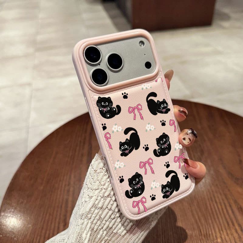แมวผูกโบว์ รุ่นใหม่ สําหรับ iPhone 17 16 15 14 13PRO 12 12pro 11 11pro 14/15plus 17ProMax 17Pro เคสโทรศัพท์กันกระแทก รูปที่ 1