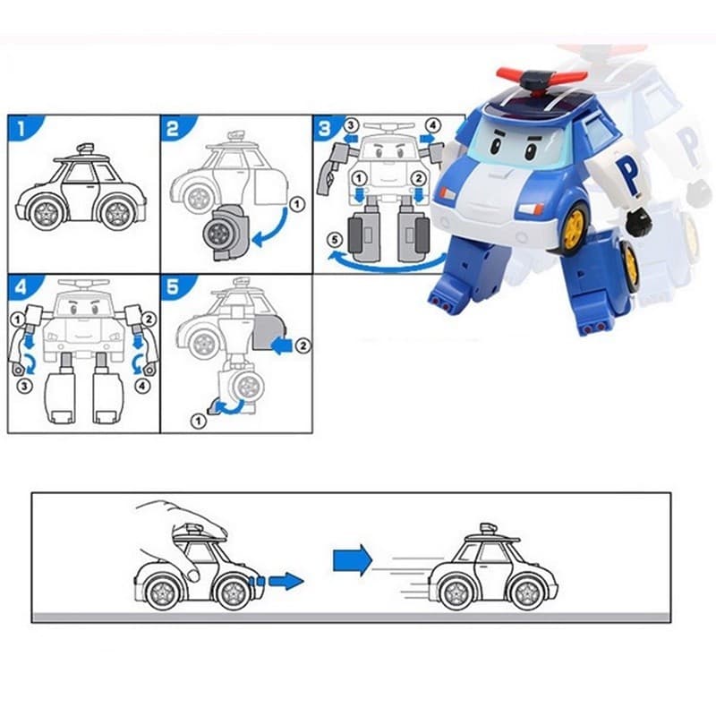 ของเล่นเด็ก Robocar Poli รถตำรวจ รถดับเพลิง รถพยาบาล หุ่นยนต์เปลี่ยนรูป ดึงกลับ บทบาทสมมติ ทีมกู้ภัยของขวัญเด็ก รูปที่ 5