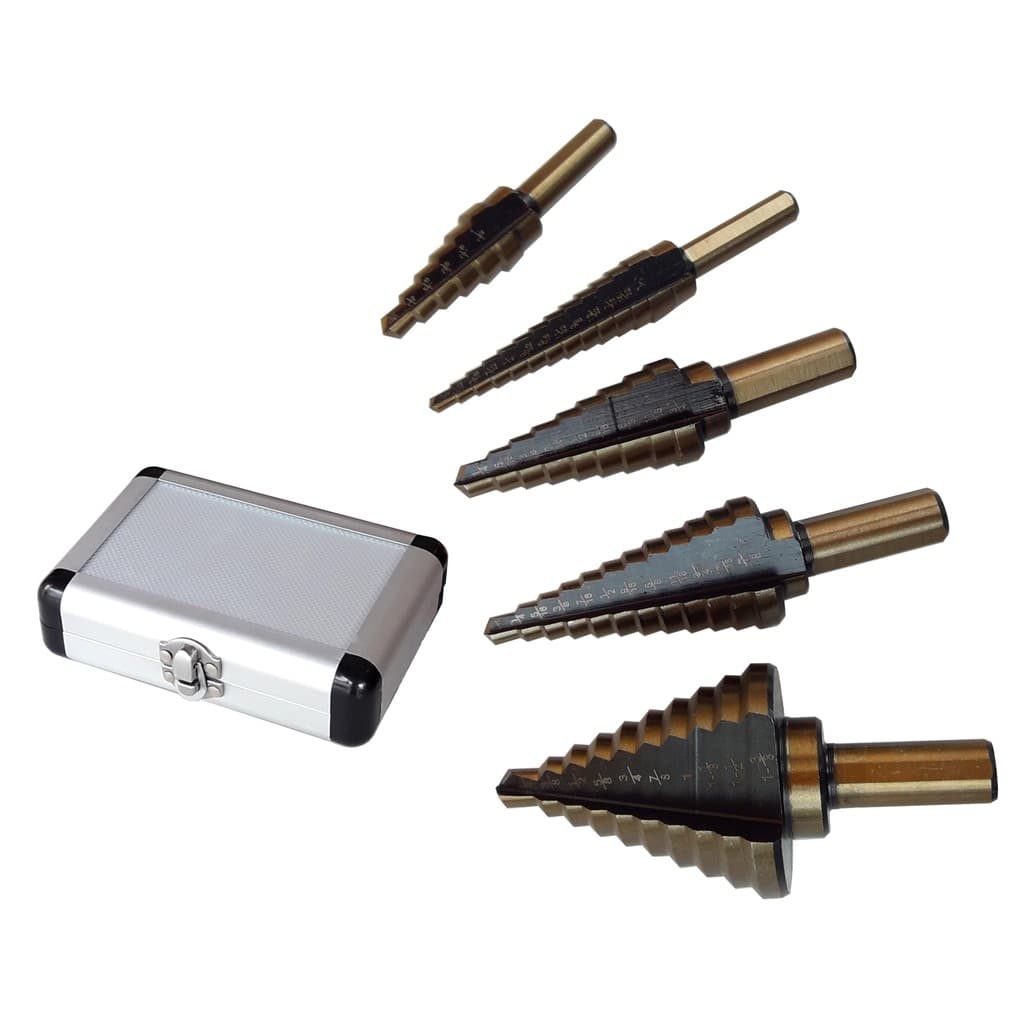 STEP DRILL SET 5 ดอกสว่านเจาะขยายรู ดอกสว่านทรงเจดีย์ ดอกเจาะคว้านรู ชุบไทเทเนียม อย่างดี 5 ขิ้น ล็อตสุดท้าย รูปที่ 6